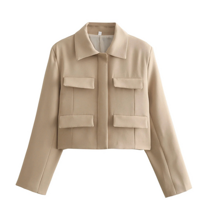 Elarova | Bomberjack Damen Kurzjacke mit Vier Fronttaschen und Minimalistischem Design