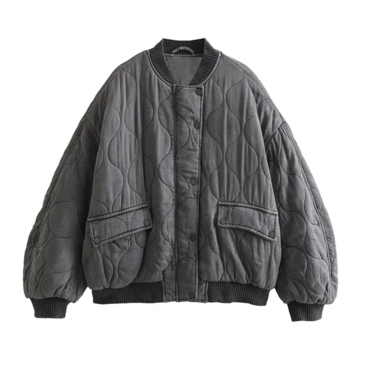 Damen Bomberjacke Winter Schwarz - Norvielle