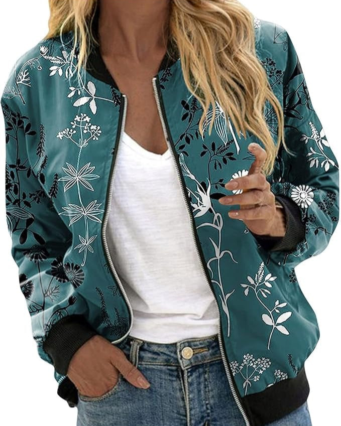 Elarova | Bomberjacke mit Blumenmuster für Damen