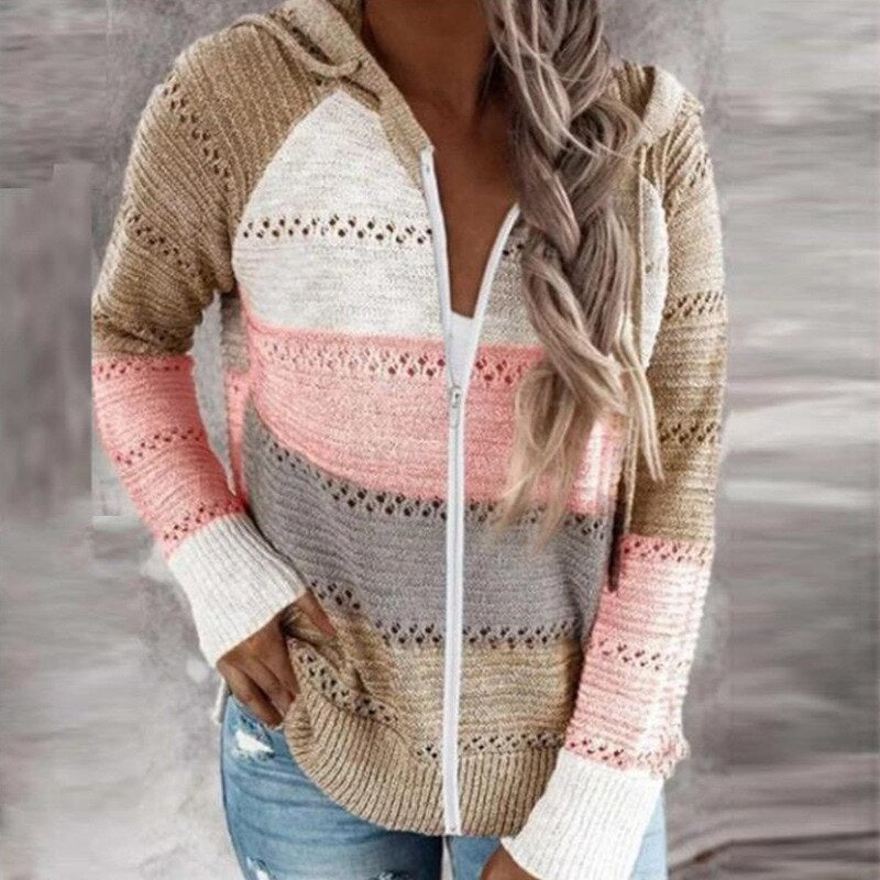 Elarova | Bunt gestreifte Strickwesten im IbizaBohoStil für Damen Trendy und bequem