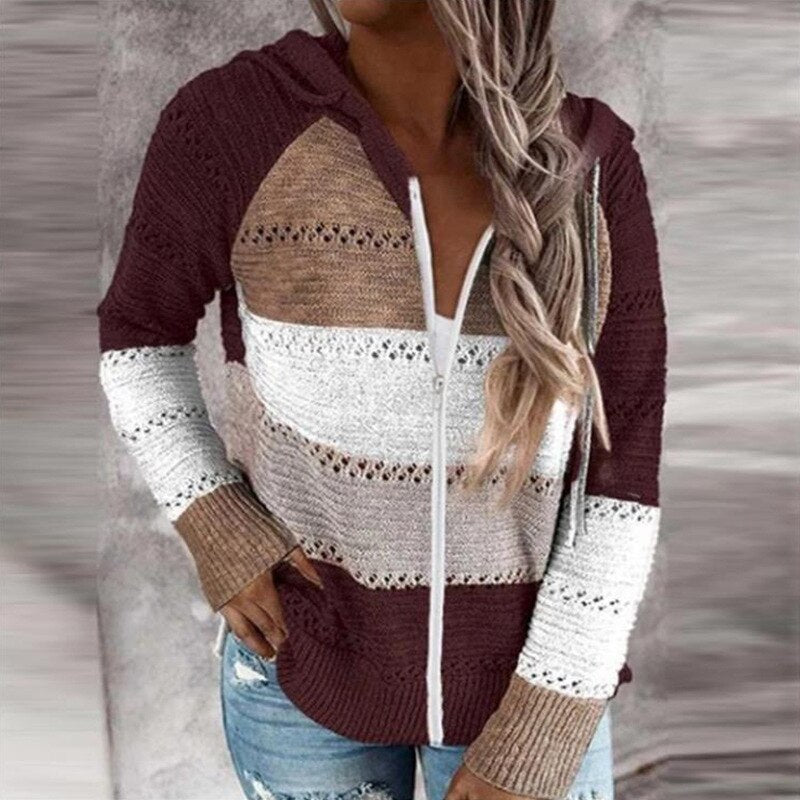 Damen Strickweste Bunt Gestreift Boho Stil - Norvielle