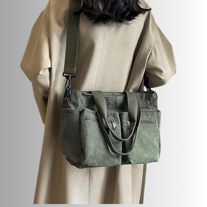 Elarova | Cord Schultertasche Mit Mehreren Taschen Für Damen