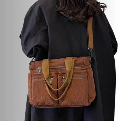 Elarova | Cord Schultertasche Mit Mehreren Taschen Für Damen