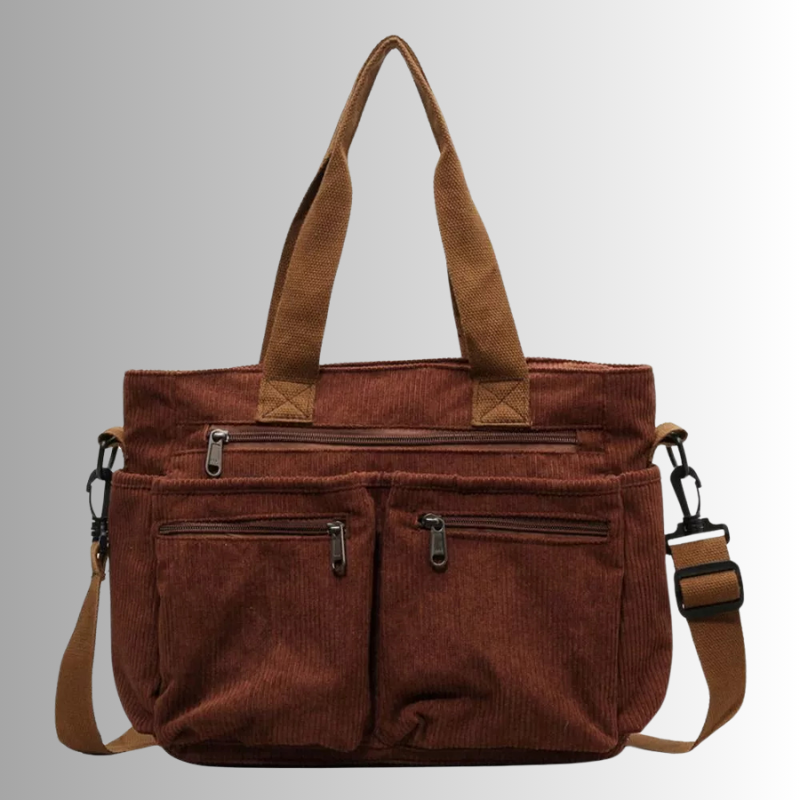 Elarova | Cord Schultertasche Mit Mehreren Taschen Für Damen