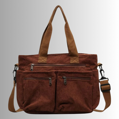 Elarova | Cord Schultertasche Mit Mehreren Taschen Für Damen