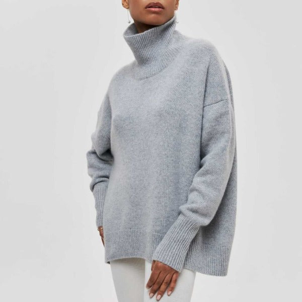Elarova | Cotton - übergroßer Pullover mit Rollkragen
