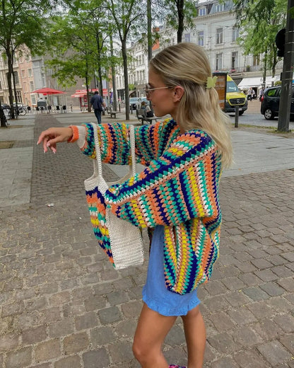 Elarova | Damen Boho Strickjacke