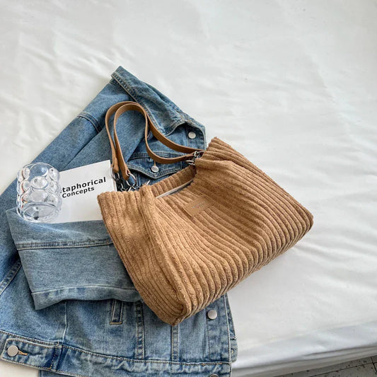 Damen Cord Handtasche Braun - Norvielle
