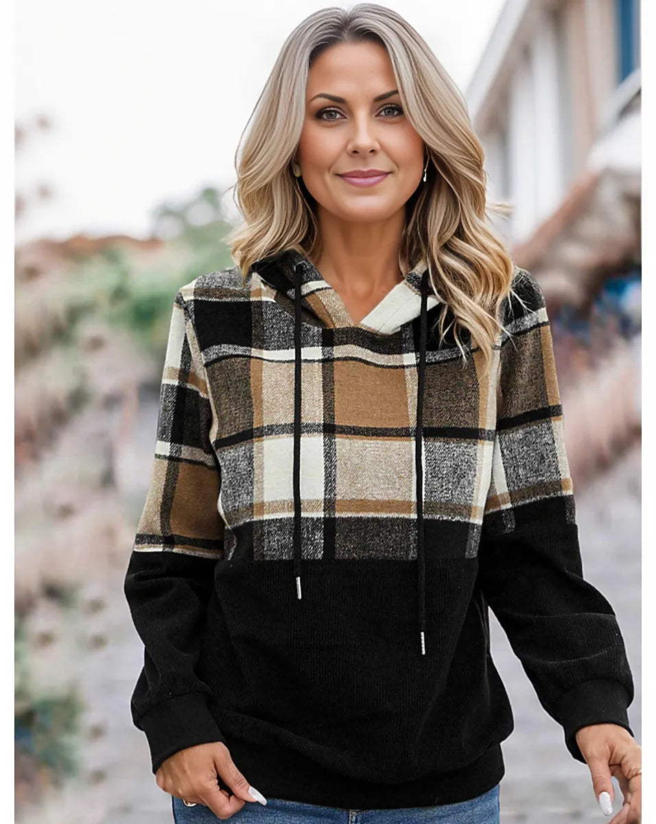 Damen Hoodie Kängurutasche Baumwolle Grau - Norvielle