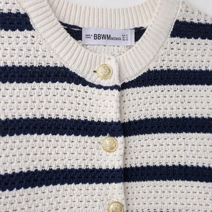 Elarova | Damen KurzarmStrickjacke mit auffälligem Streifenmuster und zeitlosem Design