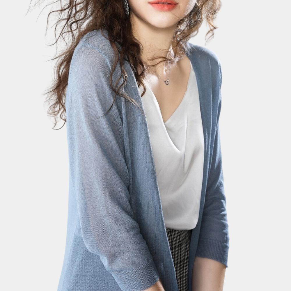 Damen Lange Weste Elegant Leicht Sommer Strickjacke - Norvielle
