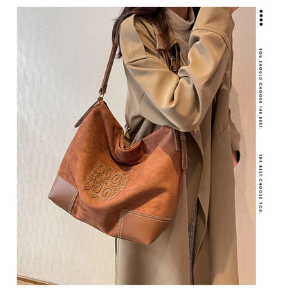 Elarova | Damen Luxus Marke Messenger Taschen Retro Braun Crossbody Tote Taschen Eimer Clutch Tasche Einkauf Große Kapazität Reisetasche