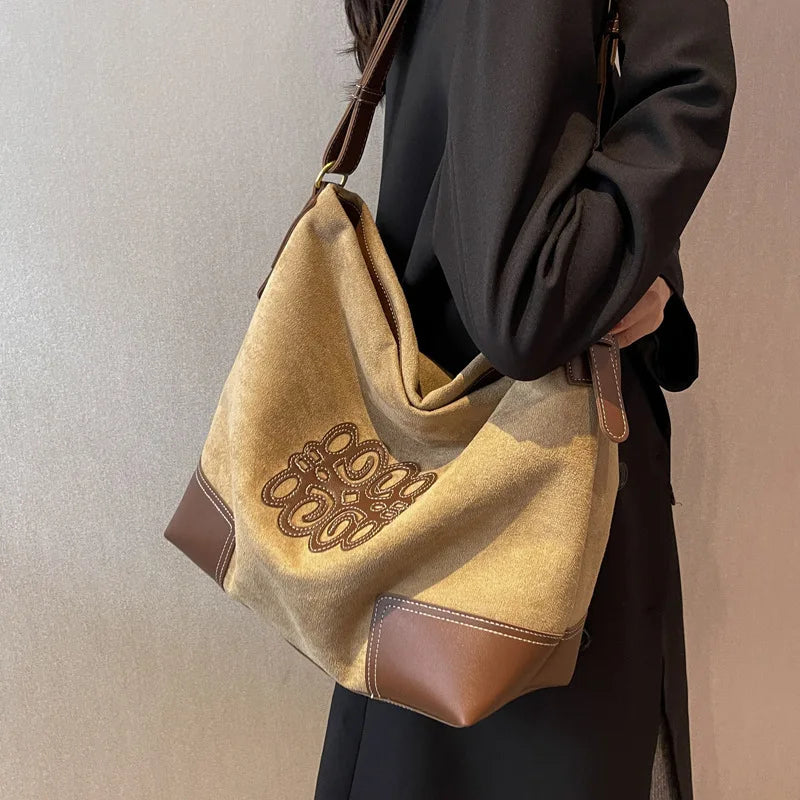 Elarova | Damen Luxus Marke Messenger Taschen Retro Braun Crossbody Tote Taschen Eimer Clutch Tasche Einkauf Große Kapazität Reisetasche