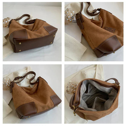 Elarova | Damen Luxus Marke Messenger Taschen Retro Braun Crossbody Tote Taschen Eimer Clutch Tasche Einkauf Große Kapazität Reisetasche
