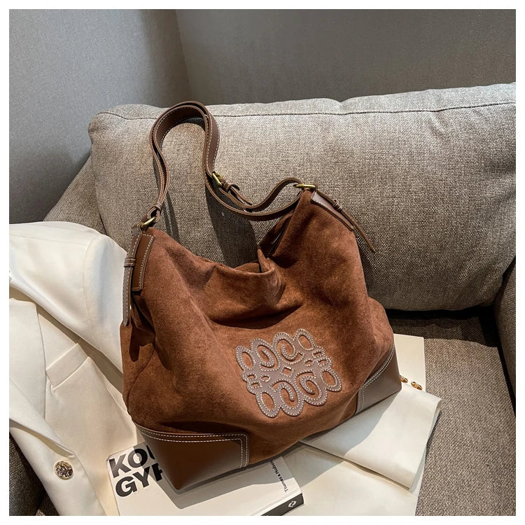 Elarova | Damen Luxus Marke Messenger Taschen Retro Braun Crossbody Tote Taschen Eimer Clutch Tasche Einkauf Große Kapazität Reisetasche