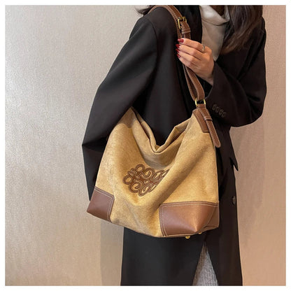 Elarova | Damen Luxus Marke Messenger Taschen Retro Braun Crossbody Tote Taschen Eimer Clutch Tasche Einkauf Große Kapazität Reisetasche