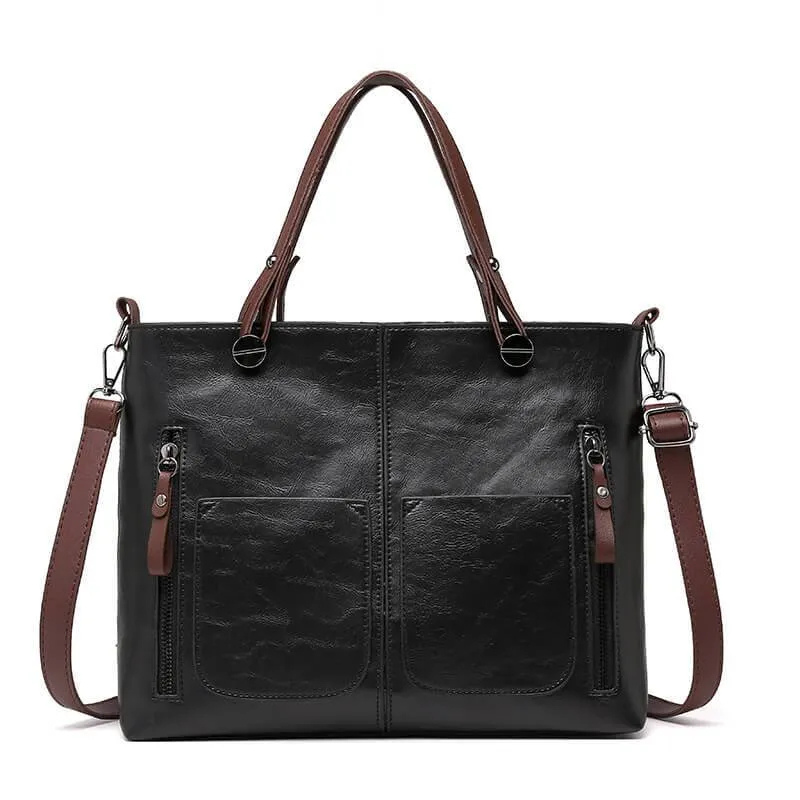 Damen Shopper Handtasche Schwarz - Norvielle
