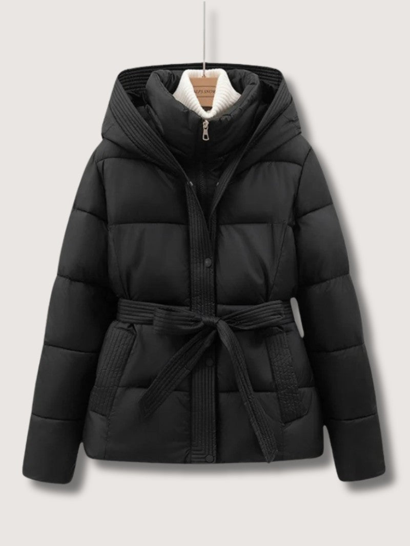 Elarova | Damen-Steppjacke mit Gürtel und Stehkragen