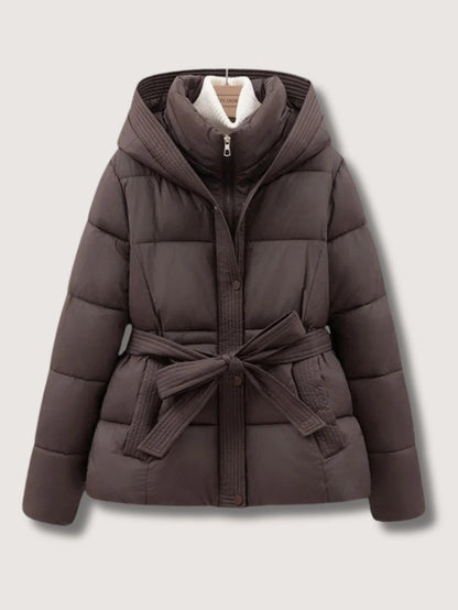Elarova | Damen-Steppjacke mit Gürtel und Stehkragen