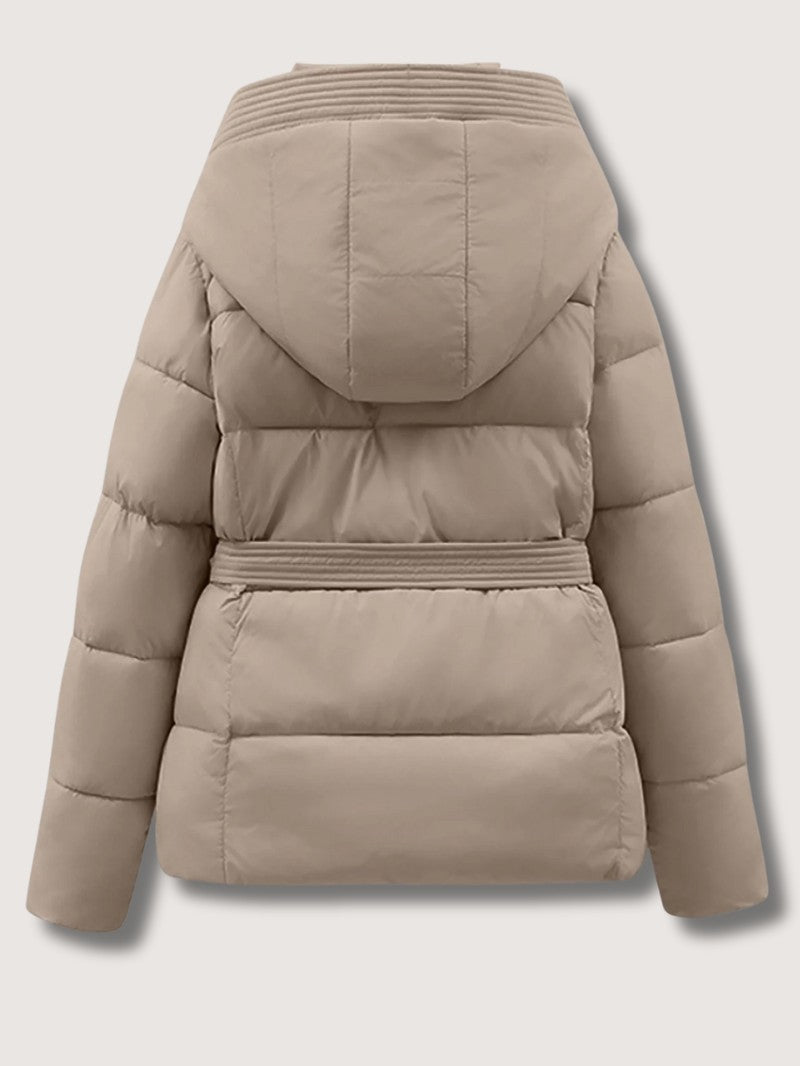 Elarova | Damen-Steppjacke mit Gürtel und Stehkragen