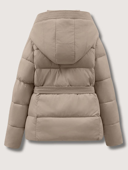 Elarova | Damen-Steppjacke mit Gürtel und Stehkragen