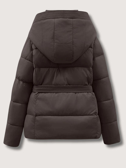 Elarova | Damen-Steppjacke mit Gürtel und Stehkragen