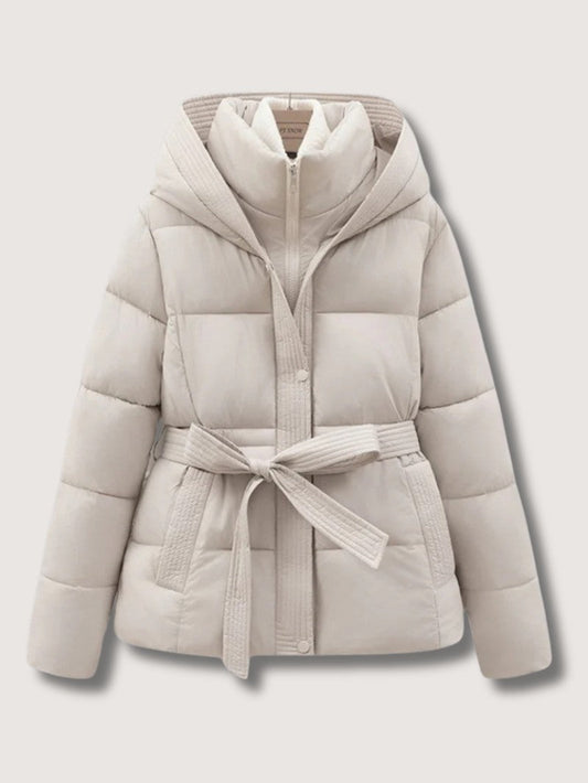 Norvielle Damen Steppjacke Gürtel Stehkragen - Norvielle