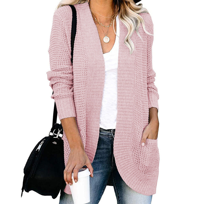 Elarova | Damen Strickjacke mit offenem Schnitt und seitlichen Taschen