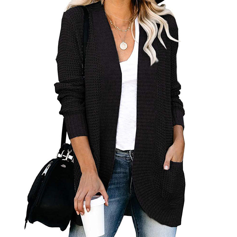 Elarova | Damen Strickjacke mit offenem Schnitt und seitlichen Taschen