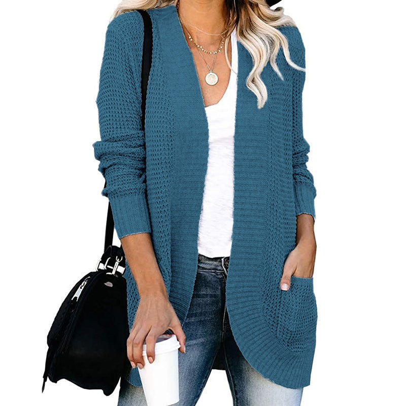 Elarova | Damen Strickjacke mit offenem Schnitt und seitlichen Taschen