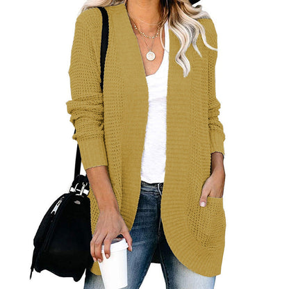 Elarova | Damen Strickjacke mit offenem Schnitt und seitlichen Taschen