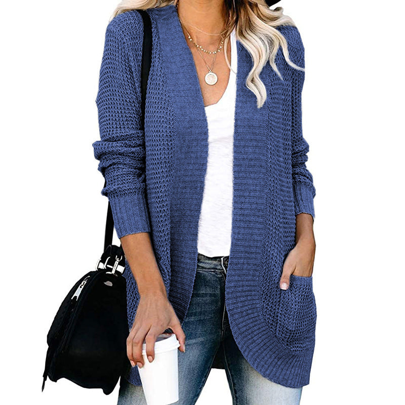 Elarova | Damen Strickjacke mit offenem Schnitt und seitlichen Taschen