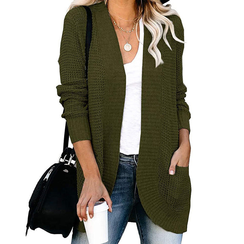 Elarova | Damen Strickjacke mit offenem Schnitt und seitlichen Taschen