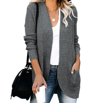 Elarova | Damen Strickjacke mit offenem Schnitt und seitlichen Taschen