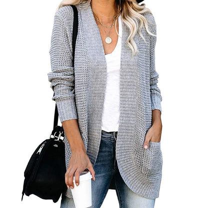 Elarova | Damen Strickjacke mit offenem Schnitt und seitlichen Taschen