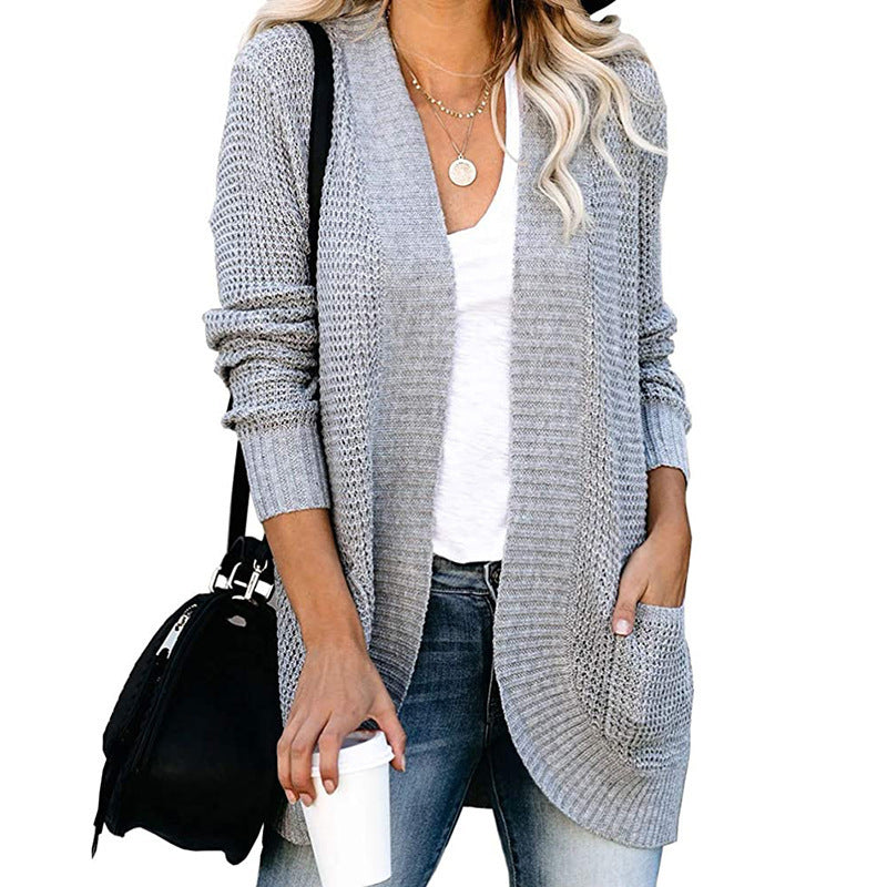 Elarova | Damen Strickjacke mit offenem Schnitt und seitlichen Taschen