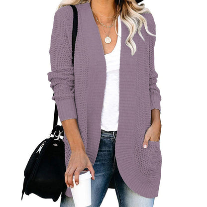Elarova | Damen Strickjacke mit offenem Schnitt und seitlichen Taschen