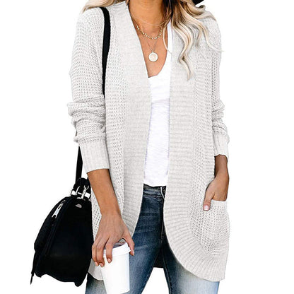 Elarova | Damen Strickjacke mit offenem Schnitt und seitlichen Taschen