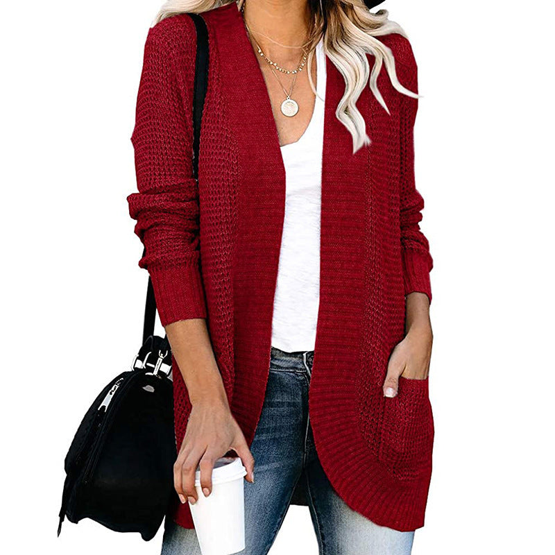 Elarova | Damen Strickjacke mit offenem Schnitt und seitlichen Taschen