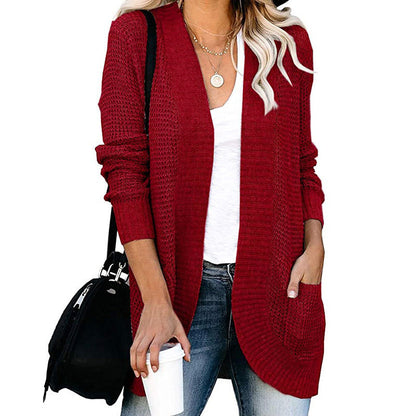 Elarova | Damen Strickjacke mit offenem Schnitt und seitlichen Taschen