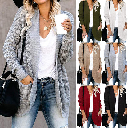 Damen Strickjacke Offener Schnitt Seitentaschen - Norvielle