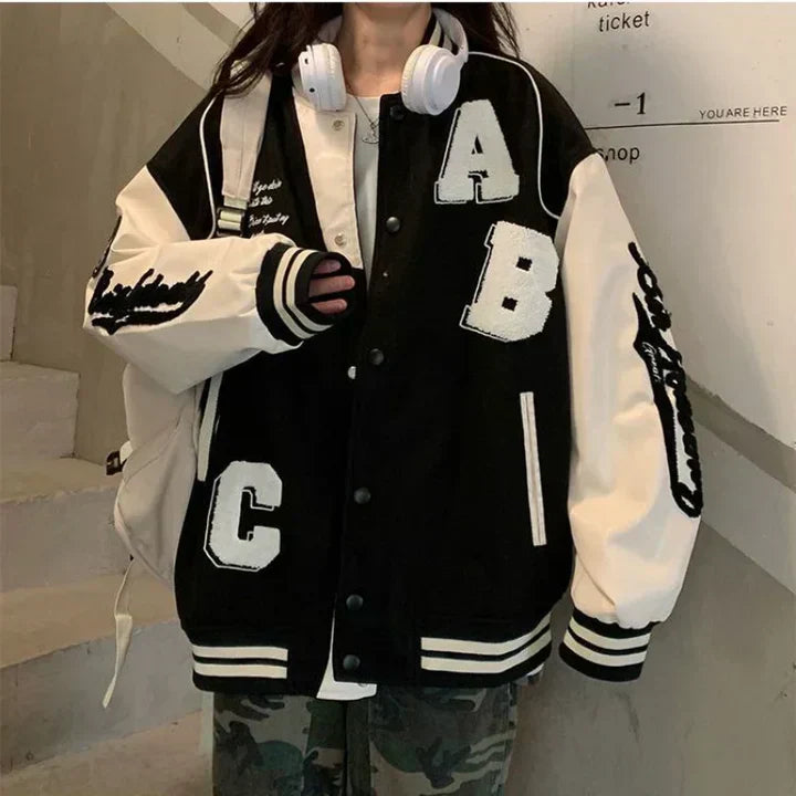 Elarova | Damen Vintage Bomber Baseballjacke Plus-Size