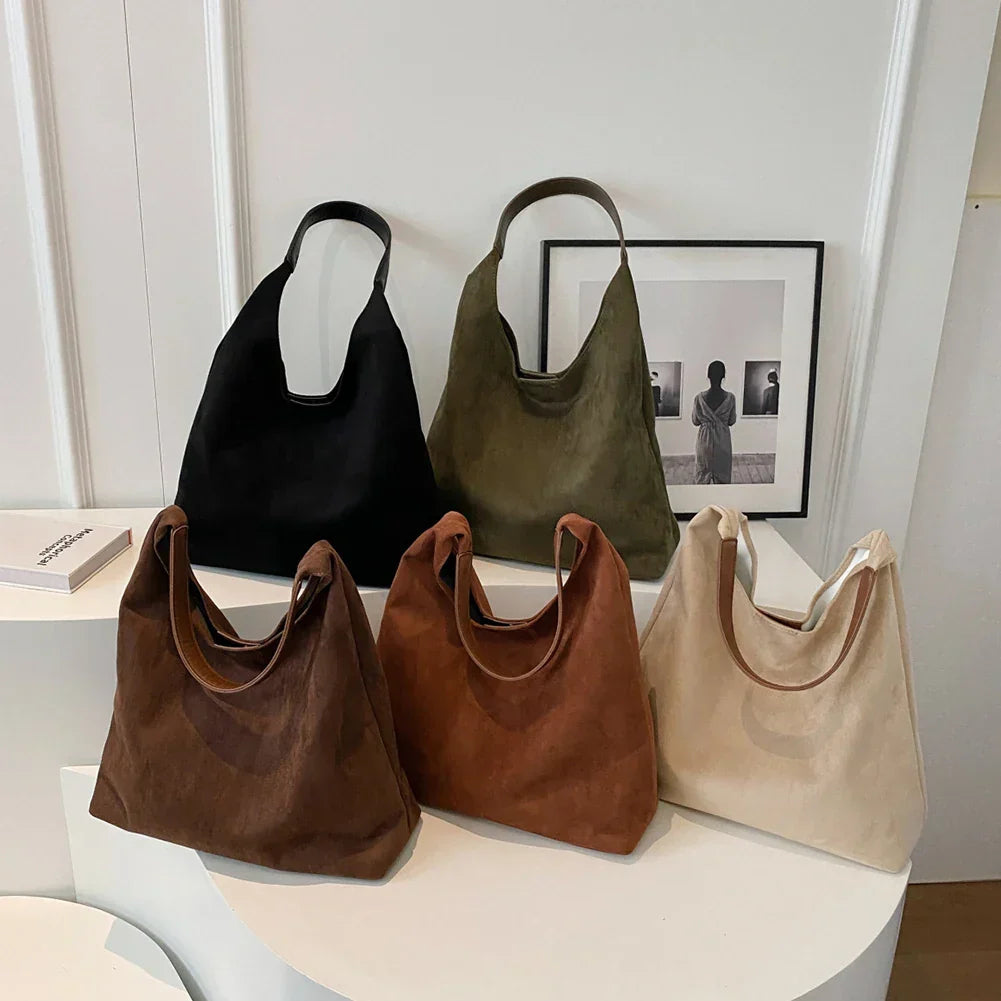 Elarova | Damen Wildleder Tote Bag Stilvolle Frauentasche