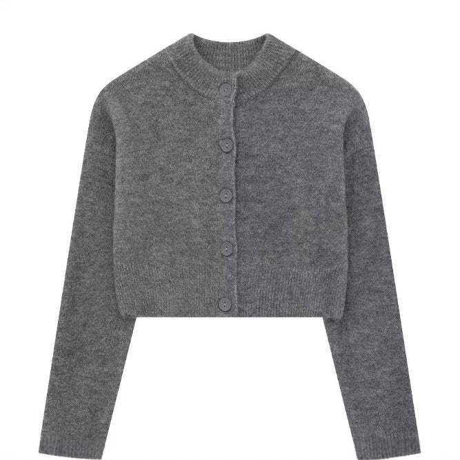 Elarova | Damen kurze Strickjacke mit Knopfleiste und elegantem Rundhalsausschnitt