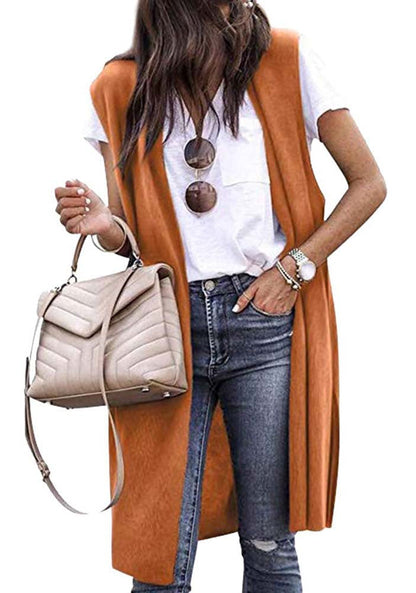 Elarova | Damen offene Strickjacke mit lässigem Schnitt und langen Seitenpartien