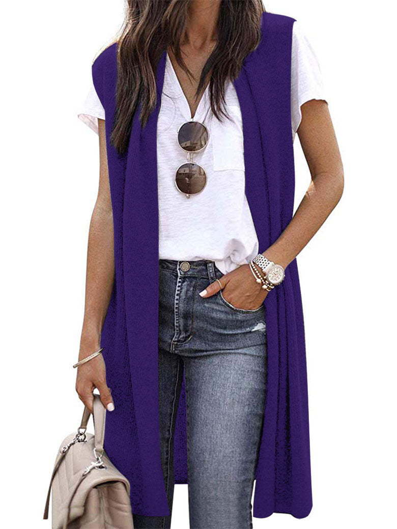 Elarova | Damen offene Strickjacke mit lässigem Schnitt und langen Seitenpartien