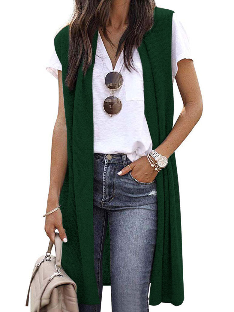 Elarova | Damen offene Strickjacke mit lässigem Schnitt und langen Seitenpartien