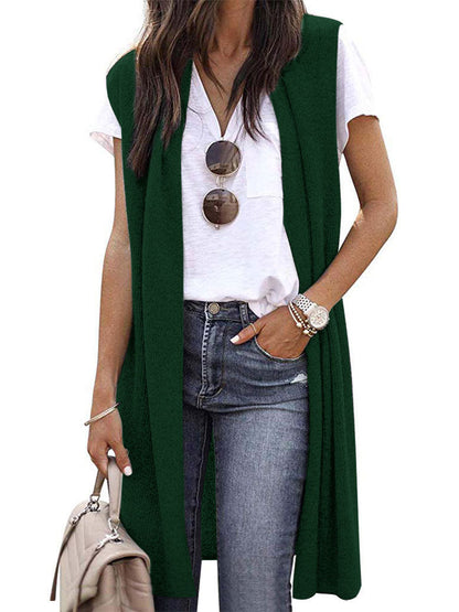 Elarova | Damen offene Strickjacke mit lässigem Schnitt und langen Seitenpartien