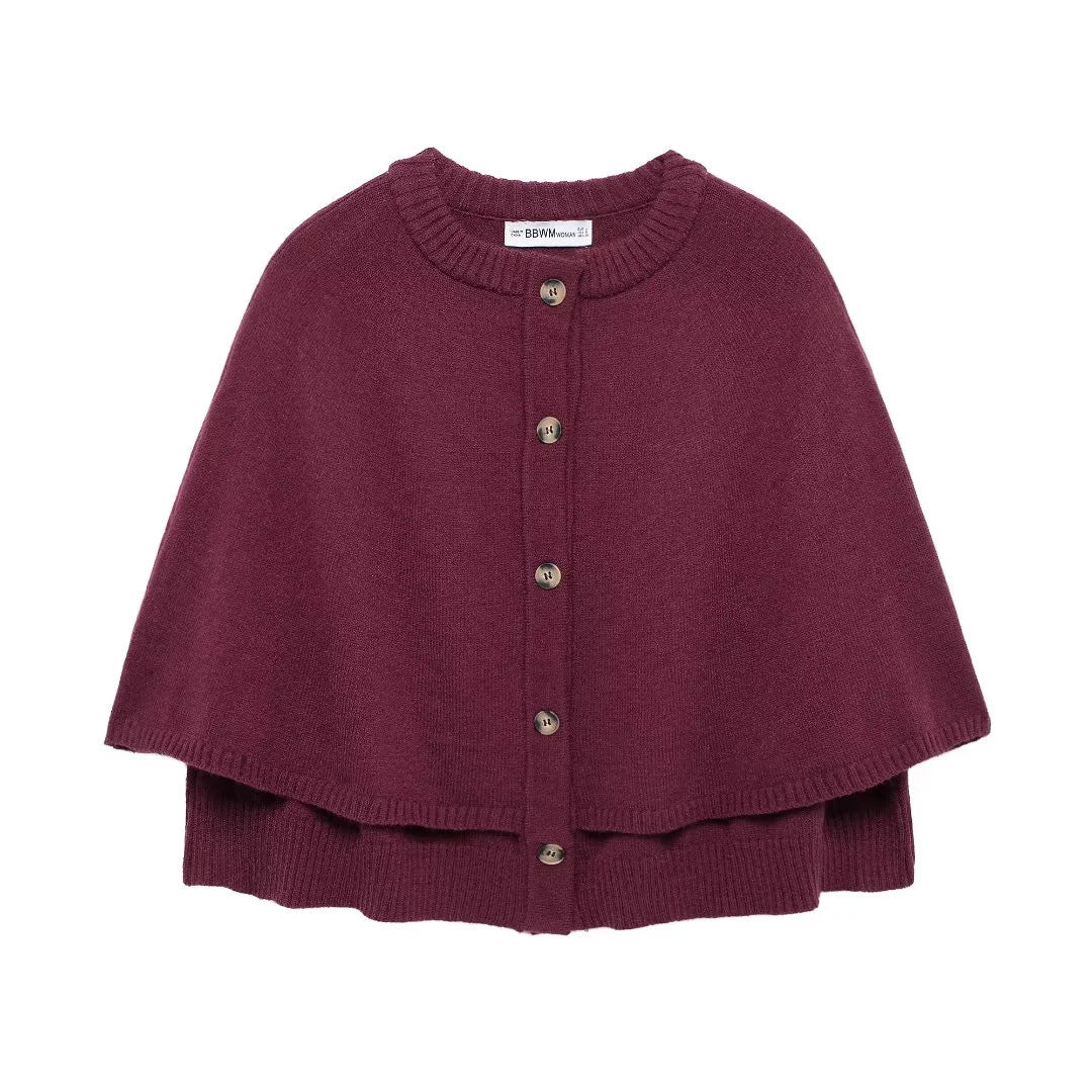 Elarova | Damen weiches StrickCape mit Knöpfen