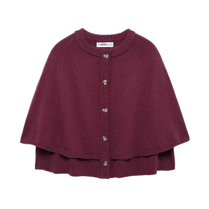Elarova | Damen weiches StrickCape mit Knöpfen